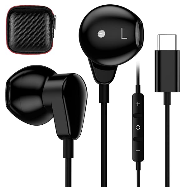 TITACUTE USB C Headphones for iPhone 16 Pro Max & Samsung Galaxy - Noise Cancelling Earbuds with Mic Control