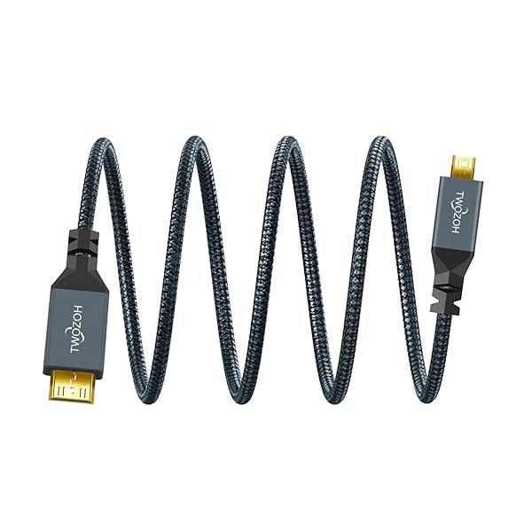 Twozoh Twozoh Micro HDMI to Mini HDMI Cable - 3Ft, 4K/1080p Support, Type D to Type C, Perfect for 3D Devices - View 7 of 8