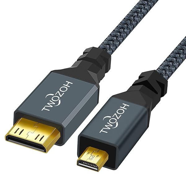 Twozoh Twozoh Micro HDMI to Mini HDMI Cable - 3Ft, 4K/1080p Support, Type D to Type C, Perfect for 3D Devices - View 2 of 8