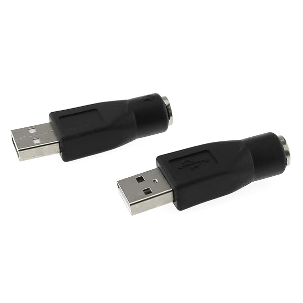 DGZZI USB to PS2 Adapter - 2PCS Black PS/2 to USB Converter for Mouse & Keyboard