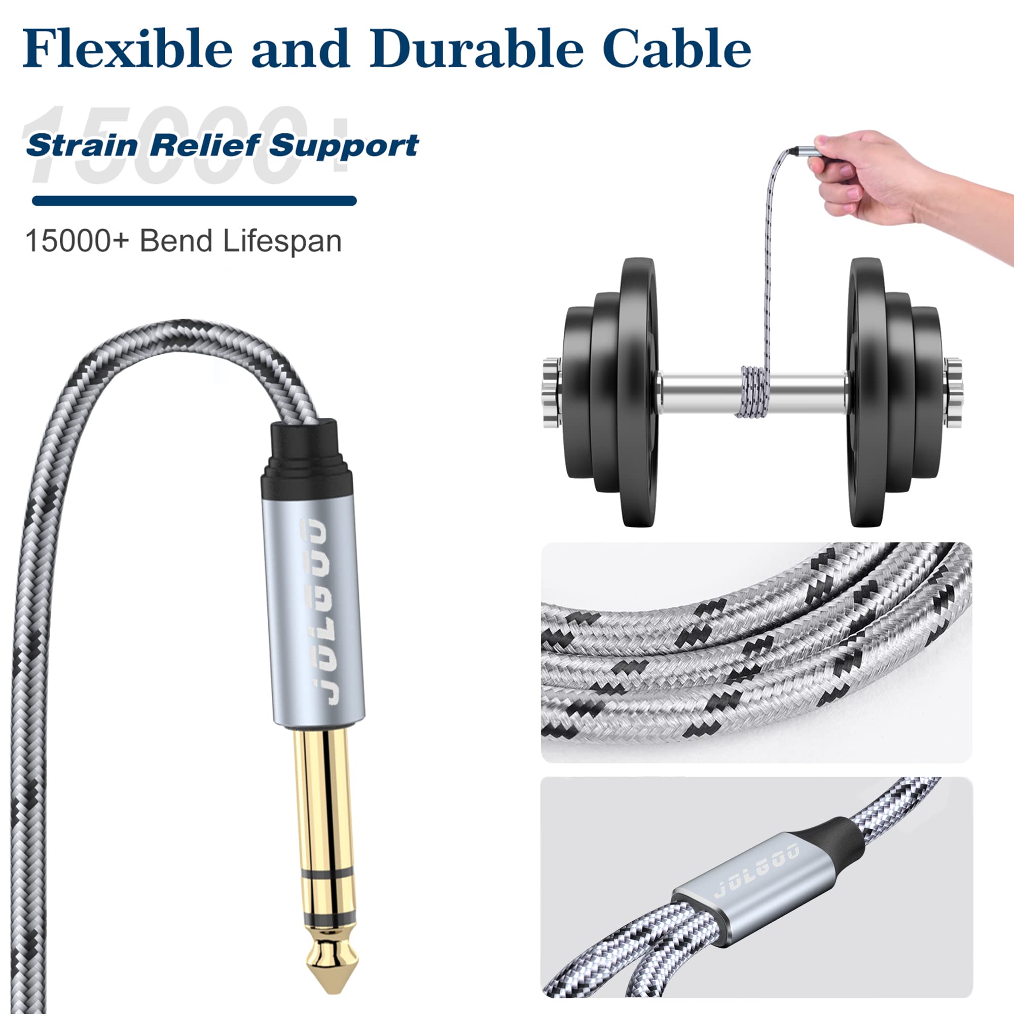 JOLGOO JOLGOO 1/4 Splitter Adapter Cable 12 inches Male to Dual Female Y Splitter for Stereo Audio Connections - View 4 of 7