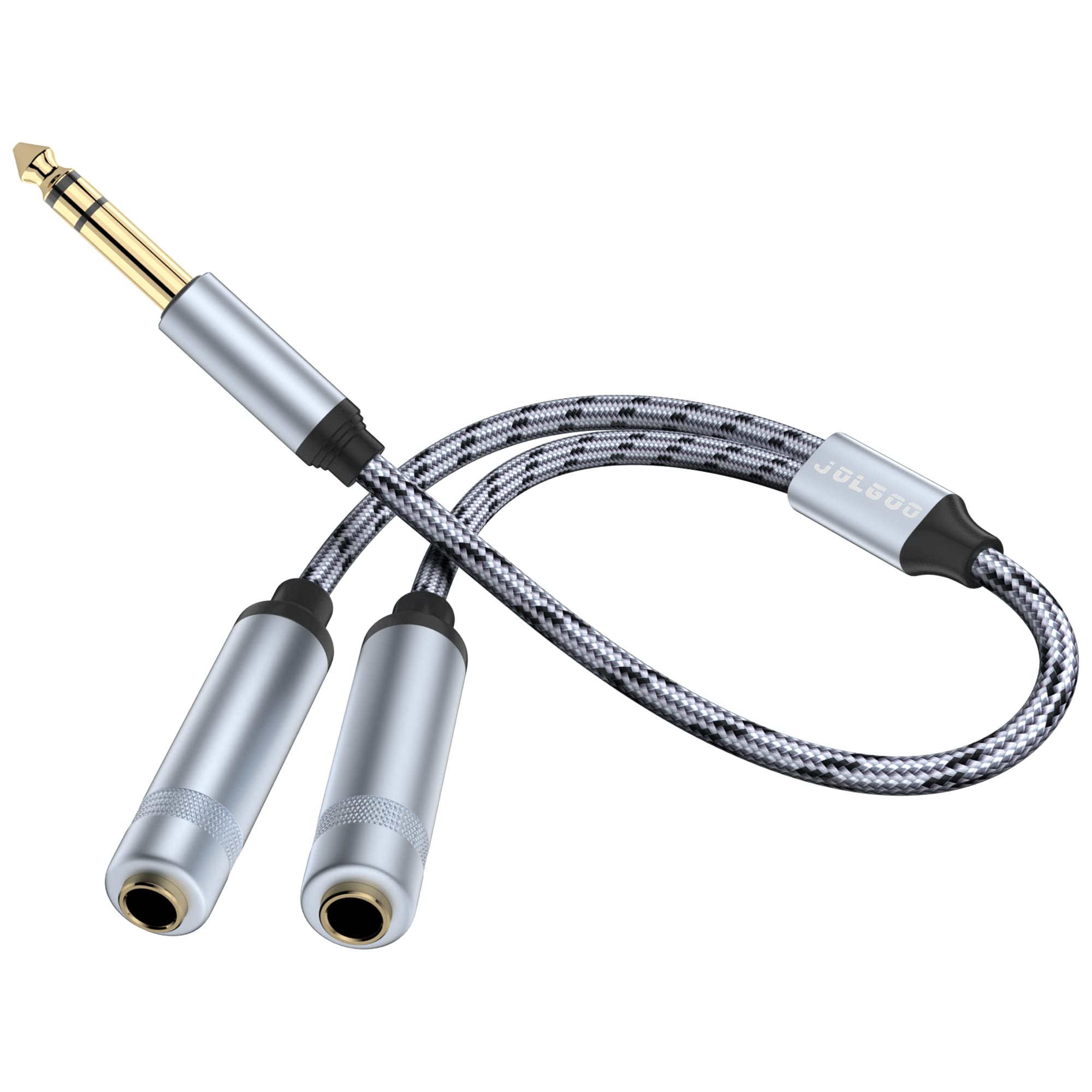JOLGOO JOLGOO 1/4 Splitter Adapter Cable 12 inches Male to Dual Female Y Splitter for Stereo Audio Connections