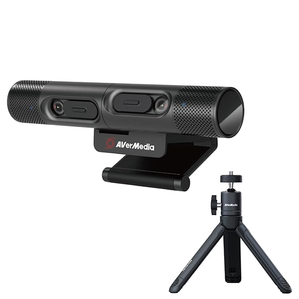 AVerMedia PW313D DualCam: Best 2-in-1 Webcam for Remote Learning & Meetings - Compatible with Zoom, Teams, Skype