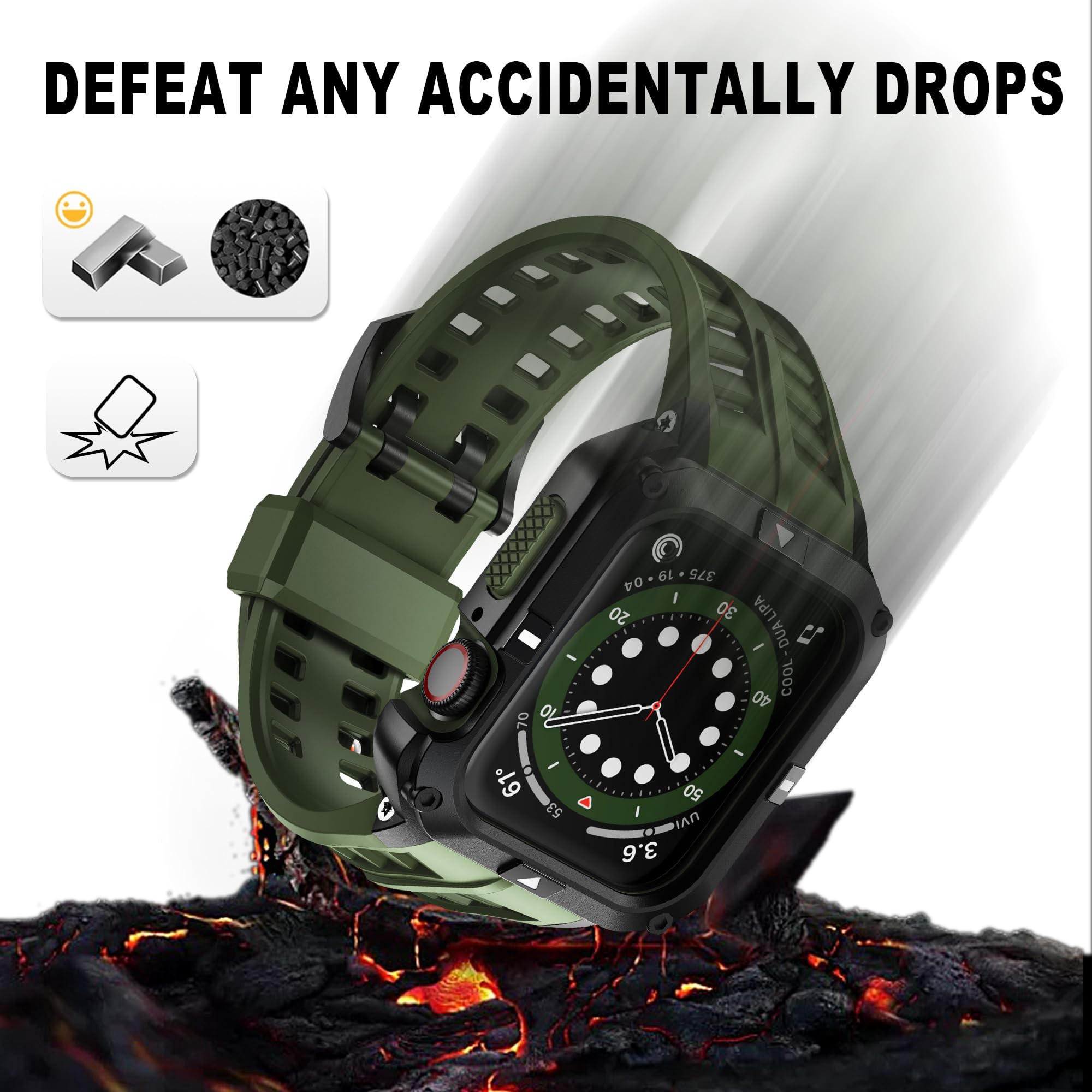 T-ENGINE T-ENGINE Metal Case for Apple Watch Series 7 8 9 45mm and SE Series 6 5 4 44mm One-Piece Design with TPU Band - View 2 of 6