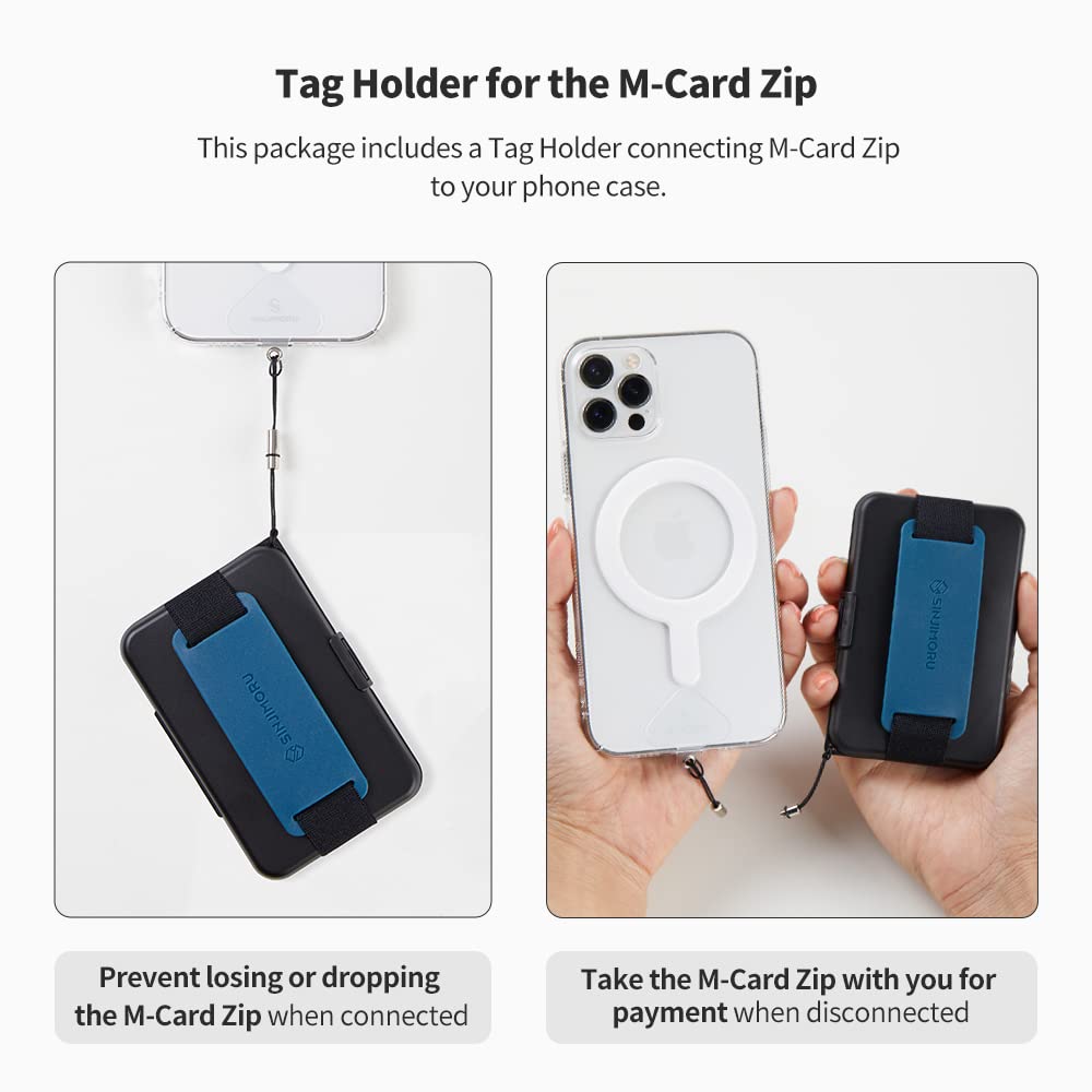 Sinjimoru Sinjimoru MagSafe Wallet: Secure Magnetic Card Holder & Stand for iPhone 16/15/14/13/12 - M-Card Zip Blue - View 4 of 8