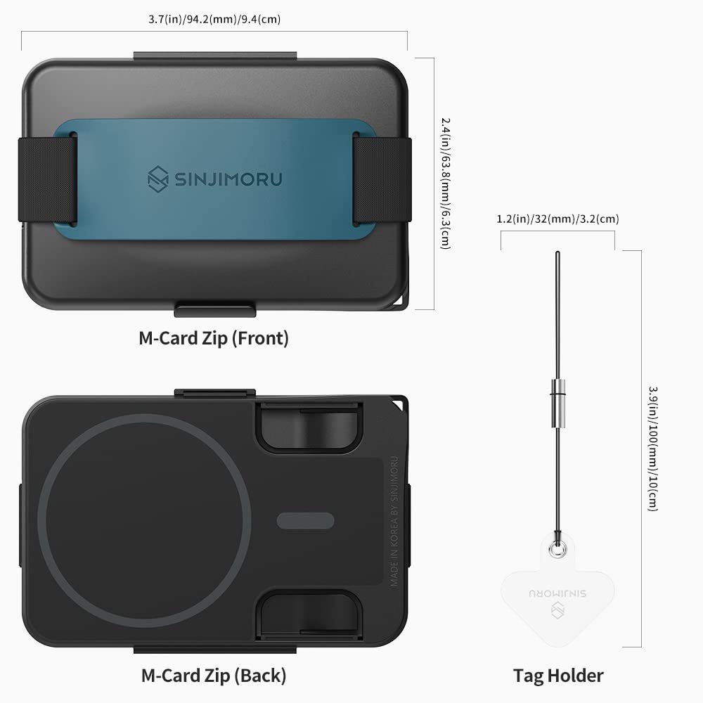 Sinjimoru Sinjimoru MagSafe Wallet: Secure Magnetic Card Holder & Stand for iPhone 16/15/14/13/12 - M-Card Zip Blue - View 6 of 8