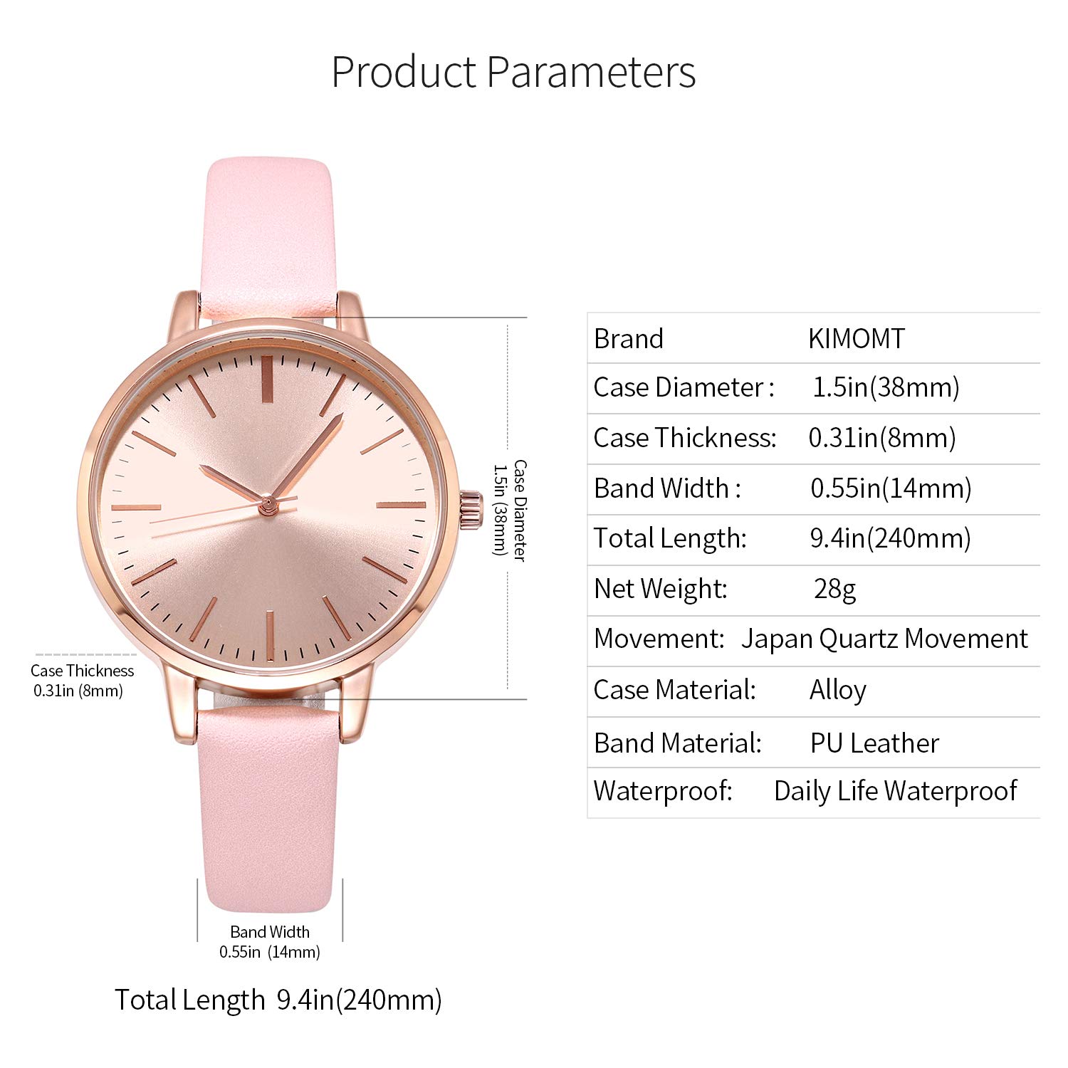 KIMOMT KIMOMT Women's Luxury Quartz Watches Waterproof Leather Band Fashion Wristwatch for Ladies - View 7 of 8