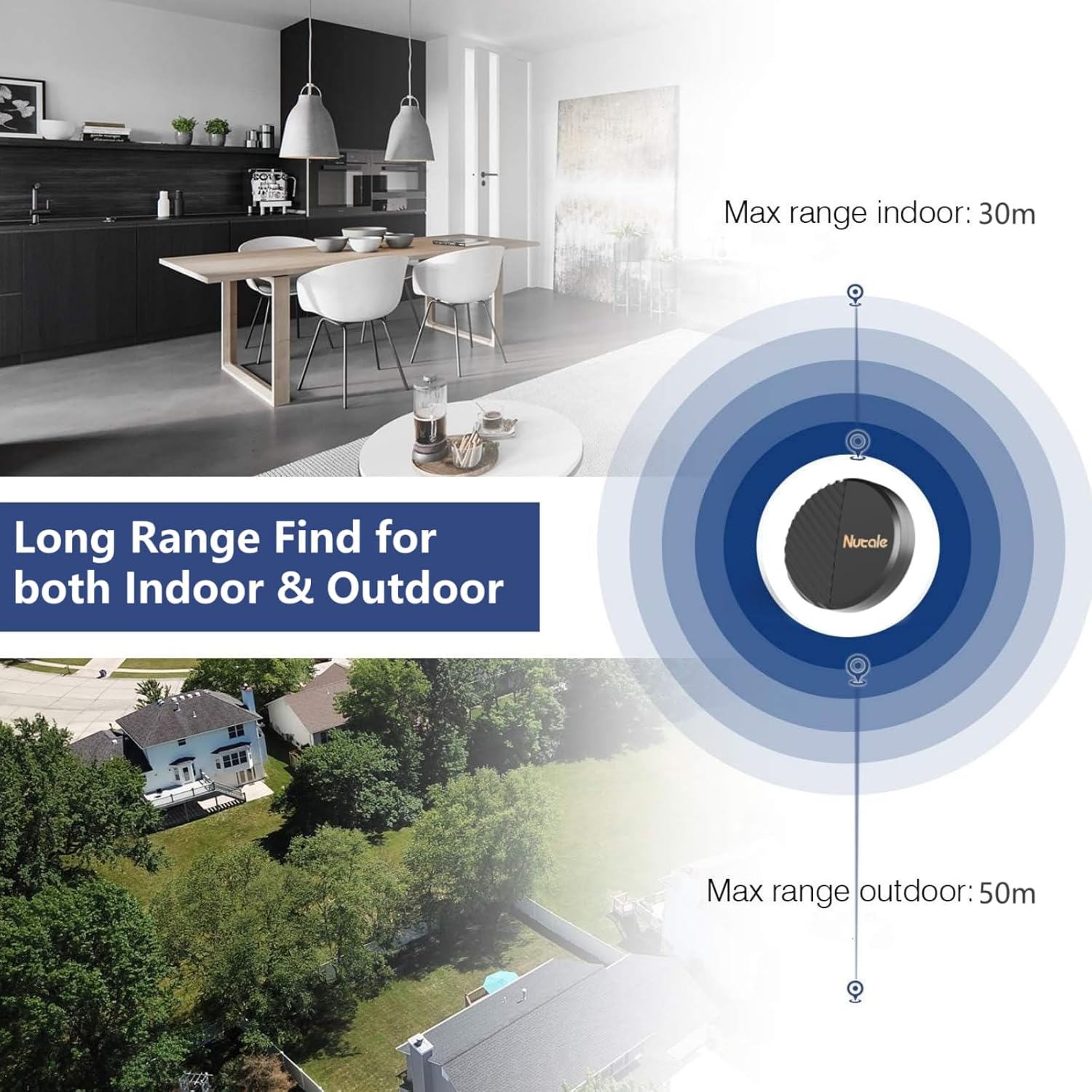 Nutale Nutale Bluetooth Key Finder Smart Tag Tracker 4-Pack for Keys Luggage Backpacks iOS Android Compatible Black - View 4 of 9