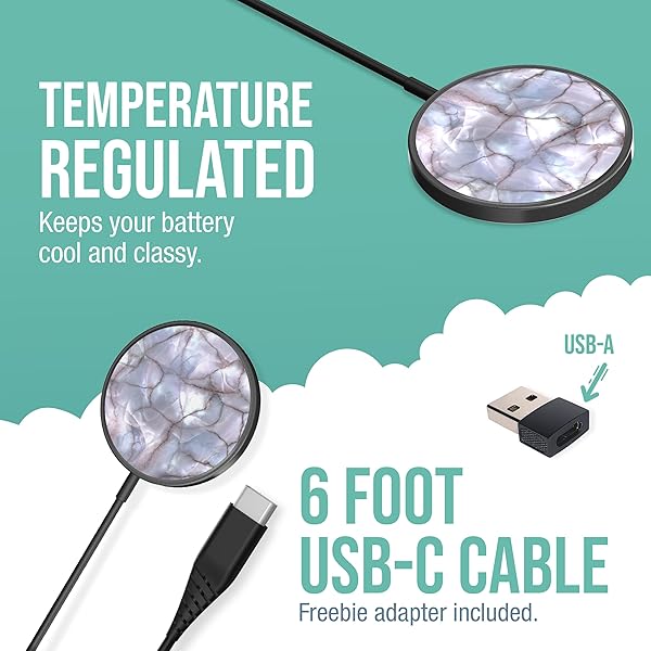 Smartish Smartish Magnetic Wireless Charger Compatible with MagSafe - Charge Dinghy - 7.5W Fast Charging for iPhone 14/13/12 Series/AirPod 3 [USB-C & USB-A] Compatible with Stands & Mounts - Freshly Baked - View 6 of 8