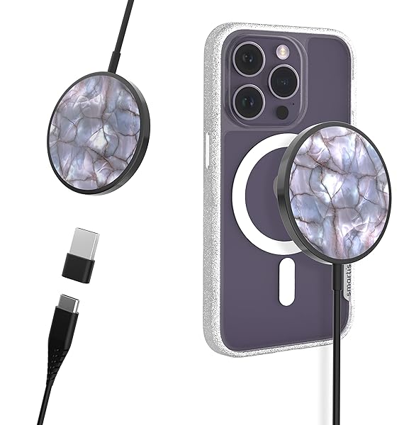 Smartish Smartish Magnetic Wireless Charger Compatible with MagSafe - Charge Dinghy - 7.5W Fast Charging for iPhone 14/13/12 Series/AirPod 3 [USB-C & USB-A] Compatible with Stands & Mounts - Freshly Baked - View 3 of 8