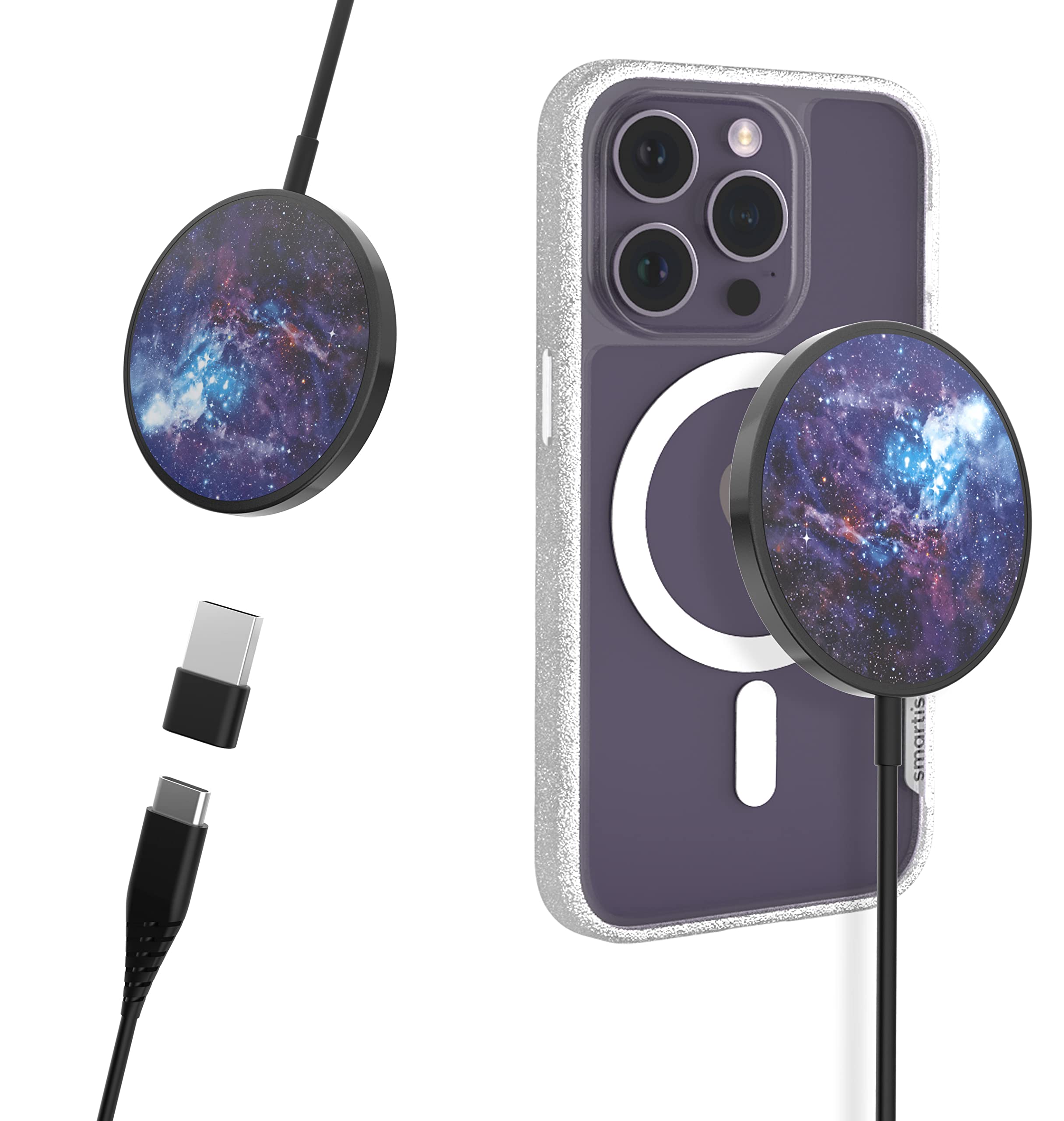 Smartish Smartish Magnetic Wireless Charger for iPhone 14/13/12 & AirPods - 7.5W Fast Charging, USB-C & USB-A Compatible