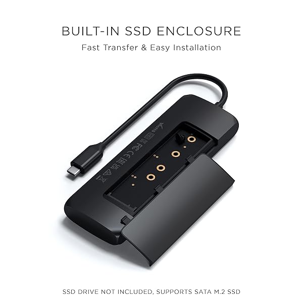 Satechi Buy Satechi USB C Hub: 4K HDMI, 100W PD Charging, M.2 SSD Support for MacBook Pro/Air, Dell, HP, Surface - Black - View 4 of 7