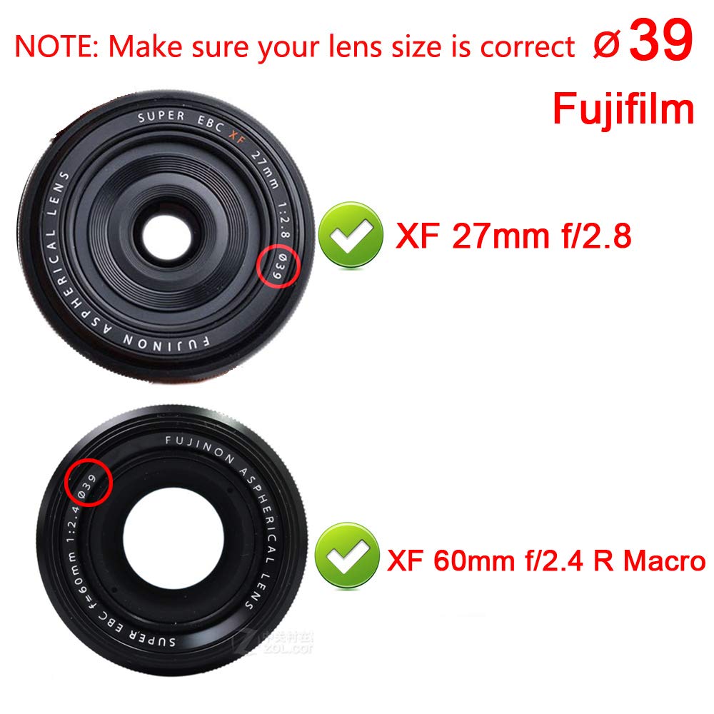 WH1916 WH1916 39mm Lens Cap for Fujifilm XF 27mm f2.8 XF 60mm f2.4 and Leica M ELMARIT-M 28mm f2.8 ASPH Pack of 2 - View 3 of 6