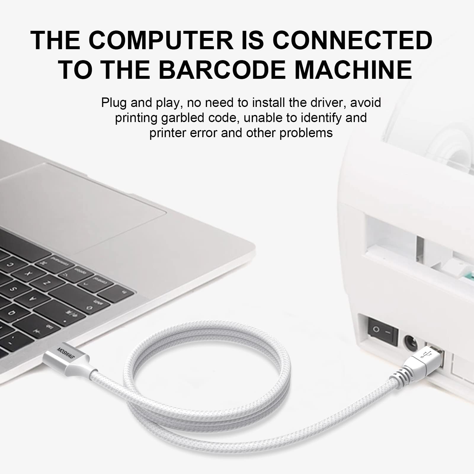 MOSWAG MOSWAG 3.28FT USB Printer Cable Type A to B High Speed Durable Cord Compatible with HP Canon Dell Epson Lexmark Xerox Brother Samsung - View 5 of 6