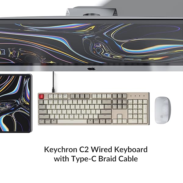 Keychron Keychron C2 Hot-Swappable Mechanical Keyboard: Mac & Windows Compatible, Red Switch, Retro Keycaps, USB-C - View 4 of 9