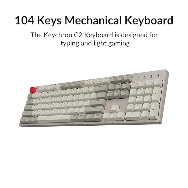 Keychron Keychron C2 Hot-Swappable Mechanical Keyboard: Mac & Windows Compatible, Red Switch, Retro Keycaps, USB-C - View 9 of 9