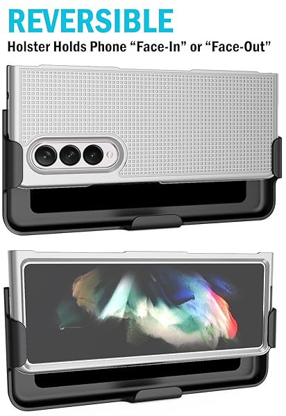 Nakedcellphone Galaxy Z Fold 3 5G Case with Clip & Holster - Slim Hard Cover & Stand Combo in Pearl White - View 5 of 11