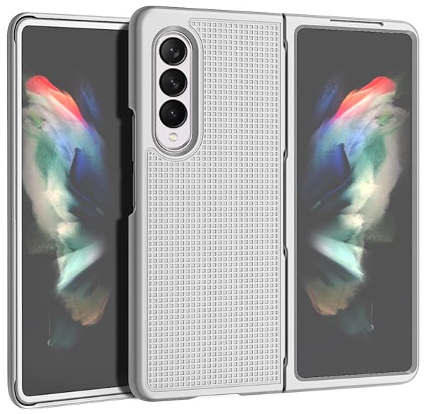 Nakedcellphone Galaxy Z Fold 3 5G Case with Clip & Holster - Slim Hard Cover & Stand Combo in Pearl White - View 8 of 11