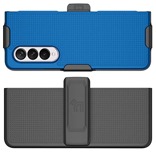 Nakedcellphone Galaxy Z Fold 3 5G Case with Clip & Holster - Slim Hard Cover & Stand Combo in Cobalt Blue - View 9 of 10