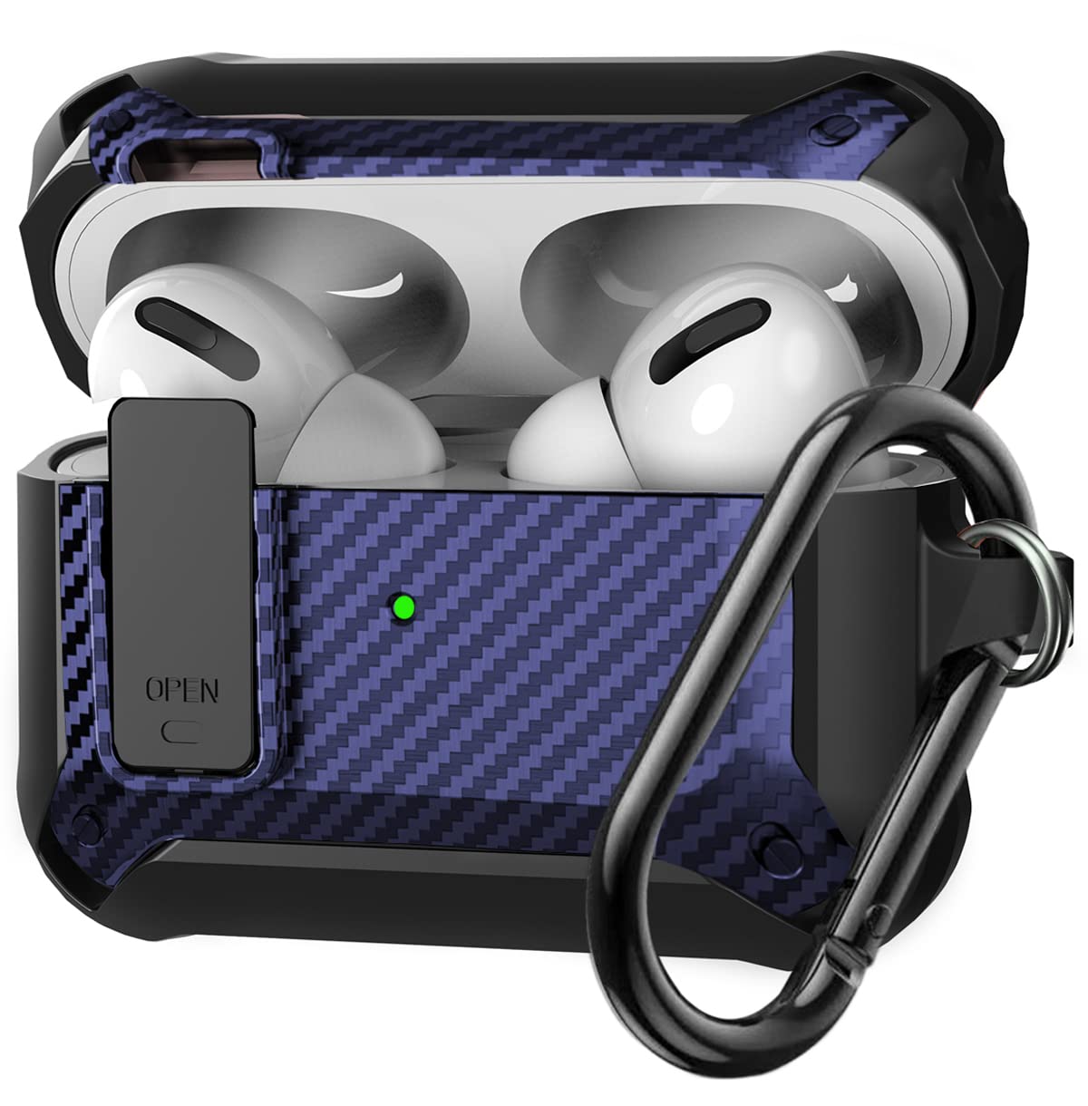 Olytop Olytop Rugged Locking Case Cover for Airpods Pro 2nd Gen Shockproof Armor Skin Black Blue 2019 2022 2023 - View 8 of 8