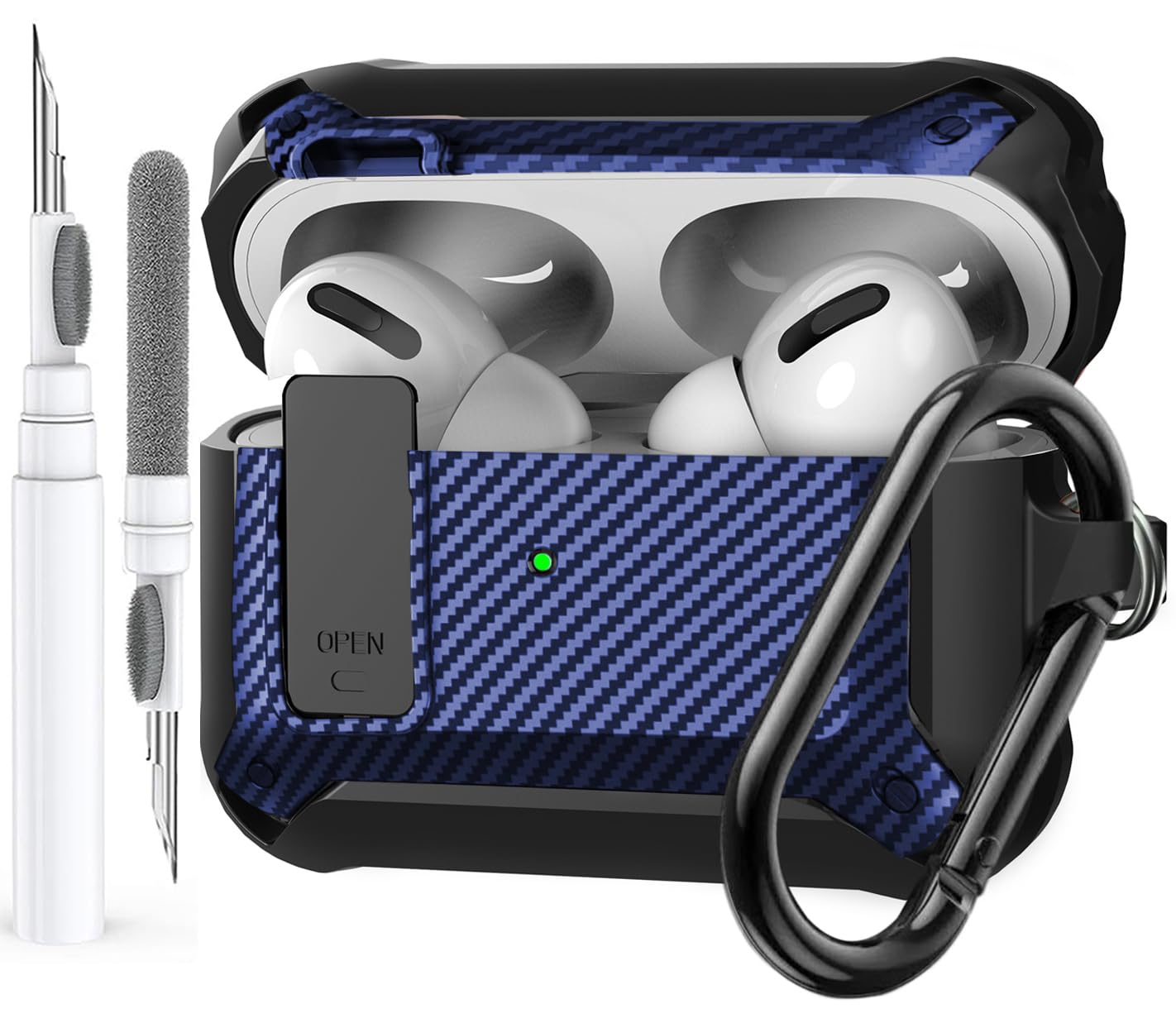 Olytop Olytop Rugged Locking Case Cover for Airpods Pro 2nd Gen Shockproof Armor Skin Black Blue 2019 2022 2023