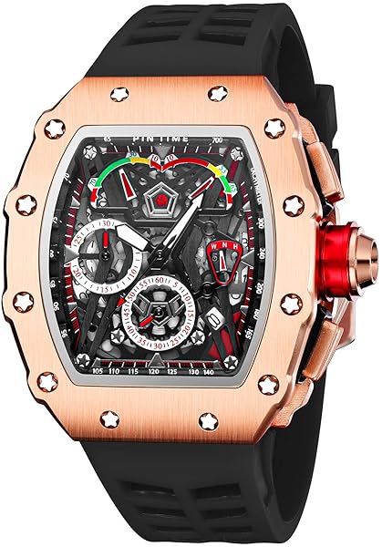 Gosasa Unique Men Punk Wristwatch Luminous Waterproof Sport Analog Quartz Big Dial Silicon Strap Business Dress Watch