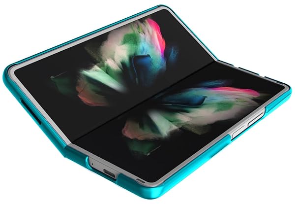 Nakedcellphone Galaxy Z Fold 3 Case with Clip & Holster - Slim Hard Cover, Grid Texture, Teal Aqua Mint - Perfect for Samsung Z Fold3 (SM-F926) - View 11 of 11