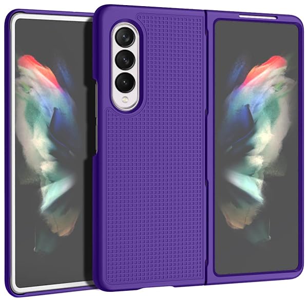Nakedcellphone Galaxy Z Fold 3 Case with Clip & Holster - Slim Hard Cover & Stand Combo in Purple | Nakedcellphone - View 8 of 11