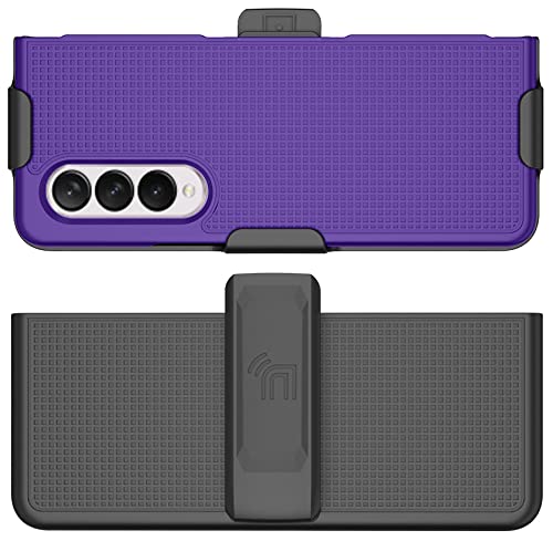 Nakedcellphone Galaxy Z Fold 3 Case with Clip & Holster - Slim Hard Cover & Stand Combo in Purple | Nakedcellphone - View 10 of 11