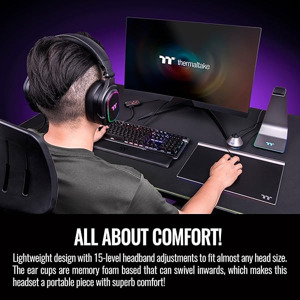 Thermaltake Thermaltake Argent H5 RGB 7.1 Gaming Headset: Hi-Res 50mm Drivers for PC, Xbox, PS4, Mac & More - View 6 of 10