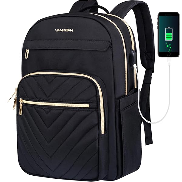 VANKEAN "VANKEAN 15.6" Laptop Backpack: Stylish, Waterproof Work Bag with USB Port for Men & Women - Perfect for College & Travel"
