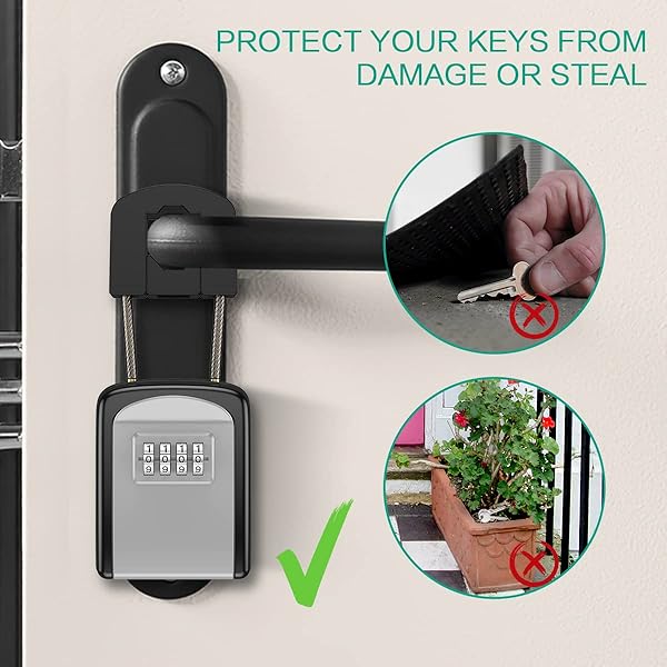 ORIA ORIA Key Lock Box Resettable 4 Digit Combination Waterproof Key Safe for Home Warehouse Indoor Outdoor Storage - View 4 of 10