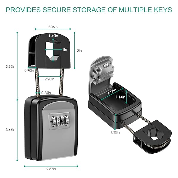 ORIA ORIA Key Lock Box Resettable 4 Digit Combination Waterproof Key Safe for Home Warehouse Indoor Outdoor Storage - View 6 of 10