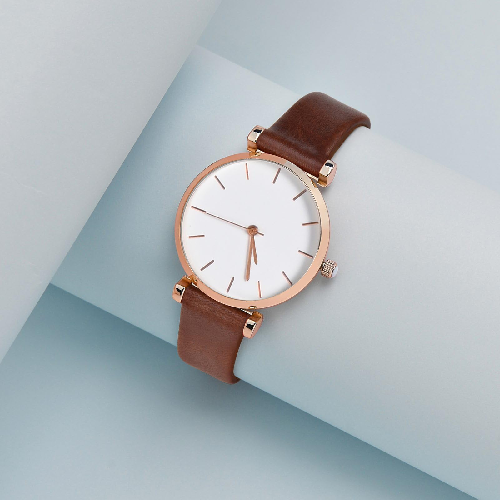 WOCCI WOCCI 8mm Elegant Genuine Leather Watch Band with Rose Gold Buckle in Caramel Brown Replacement Strap - View 2 of 9