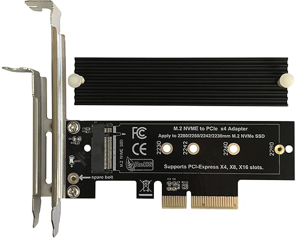 Bejavr Bejavr M.2 NVMe to PCIe Adapter: High-Speed SSD Expansion Card with Heatsink for PCIe 3.0/4.0 X4/X8/X16 Slots