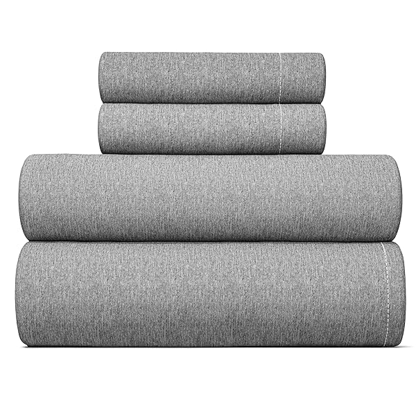 CGK Unlimited Full Size 4 Piece Breathable Cooling Sheet Set Hotel Luxury Bedding Deep Pockets Soft Wrinkle Free Oeko-Tex Grey Heathered