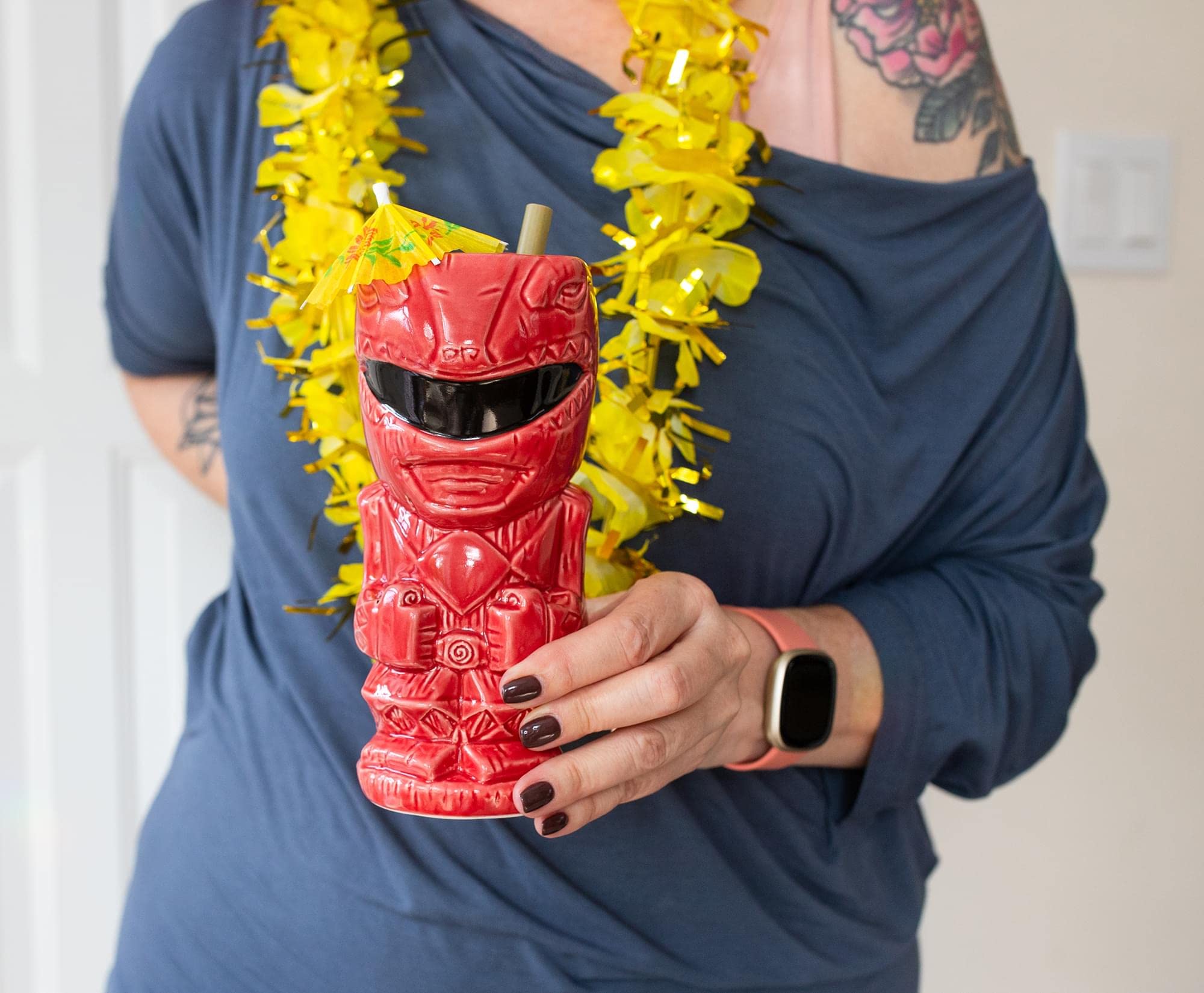 Power Rangers Power Rangers Geeki Tikis Red Ranger Ceramic Mug 16 Ounces Tropical Drinkware for Home Barware Gifts and Collectibles - View 4 of 7
