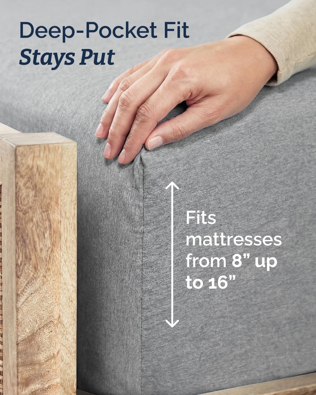 CGK Unlimited Twin XL 3 Piece Sheet Set Breathable Cooling Bed Sheets Hotel Luxury Bedding Deep Pockets Easy Fit Wrinkle Free Oeko-Tex Grey Heathered - View 4 of 8