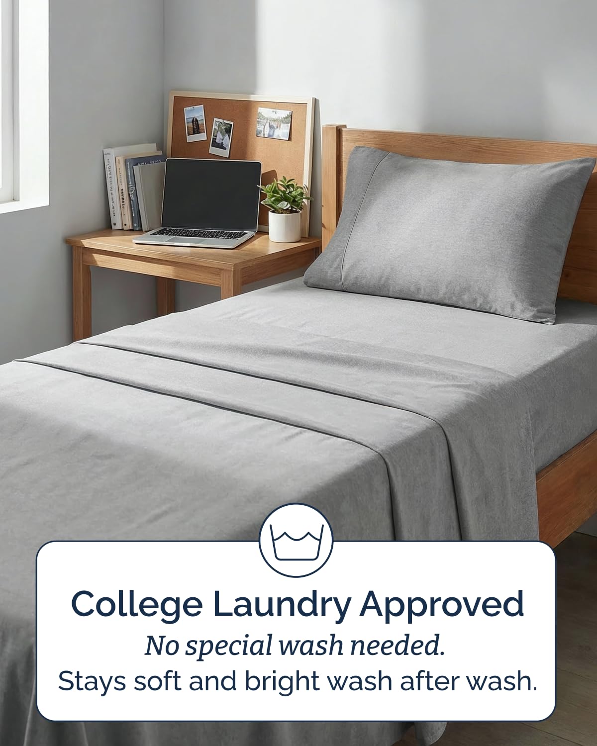 CGK Unlimited Twin XL 3 Piece Sheet Set Breathable Cooling Bed Sheets Hotel Luxury Bedding Deep Pockets Easy Fit Wrinkle Free Oeko-Tex Grey Heathered - View 6 of 8