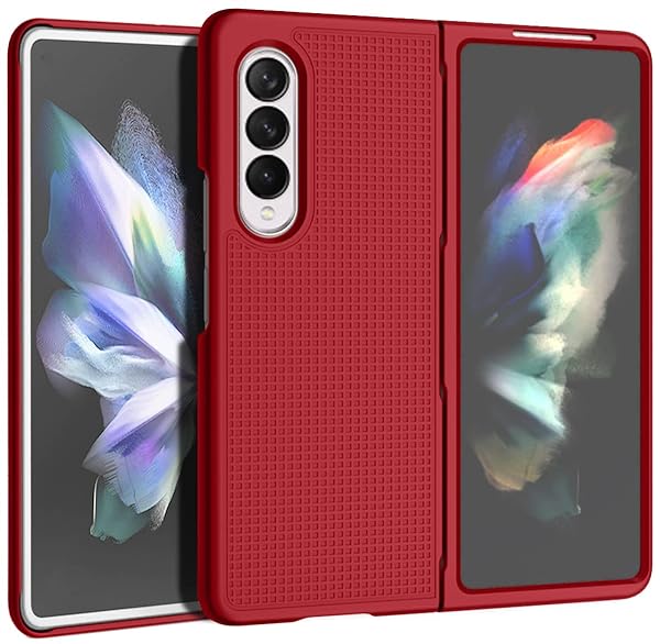 Nakedcellphone Galaxy Z Fold 3 5G Case with Clip & Holster - Slim Hard Cover & Stand Combo in Red | Nakedcellphone - View 8 of 11