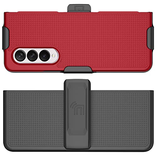 Nakedcellphone Galaxy Z Fold 3 5G Case with Clip & Holster - Slim Hard Cover & Stand Combo in Red | Nakedcellphone - View 10 of 11
