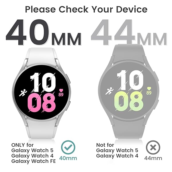Tensea Tensea 4 Pack Screen Protector Case for Samsung Galaxy Watch FE 2024 2025 2022 2024 2021 40mm Hard PC Bumper and Anti Fog Tempered Glass Film - View 5 of 8