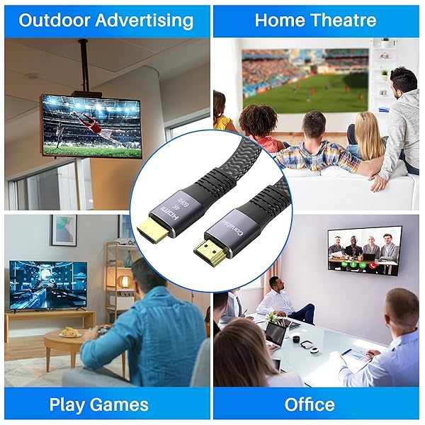Conable Flat HDMI Cable 20 Feet High Speed Braided Cord Pure Copper 4K 60Hz 2160p 1080p HDR HDCP 2.2 ARC Full 3D with 25 Ties and 2 Adapters - View 7 of 8