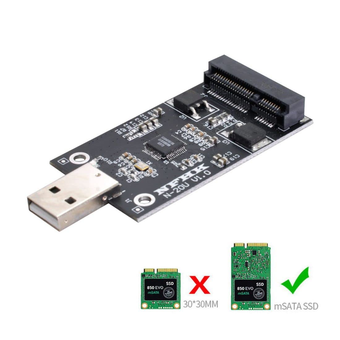 chenyang Chenyang 50mm Mini SATA mSATA SSD to USB 2.0 Hard Disk Drive Enclosure Adapter for Fast Data Transfer - View 4 of 9