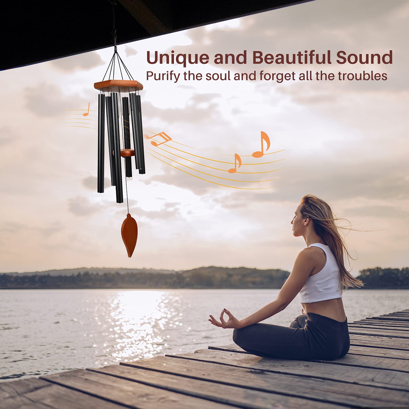 TESECU TESECU 38 Inch Sympathy Wind Chimes Deep Tone Memorial for Loss of Loved One Large Outdoor Garden Decor with 6 Thick Tubes and Hook - View 2 of 7