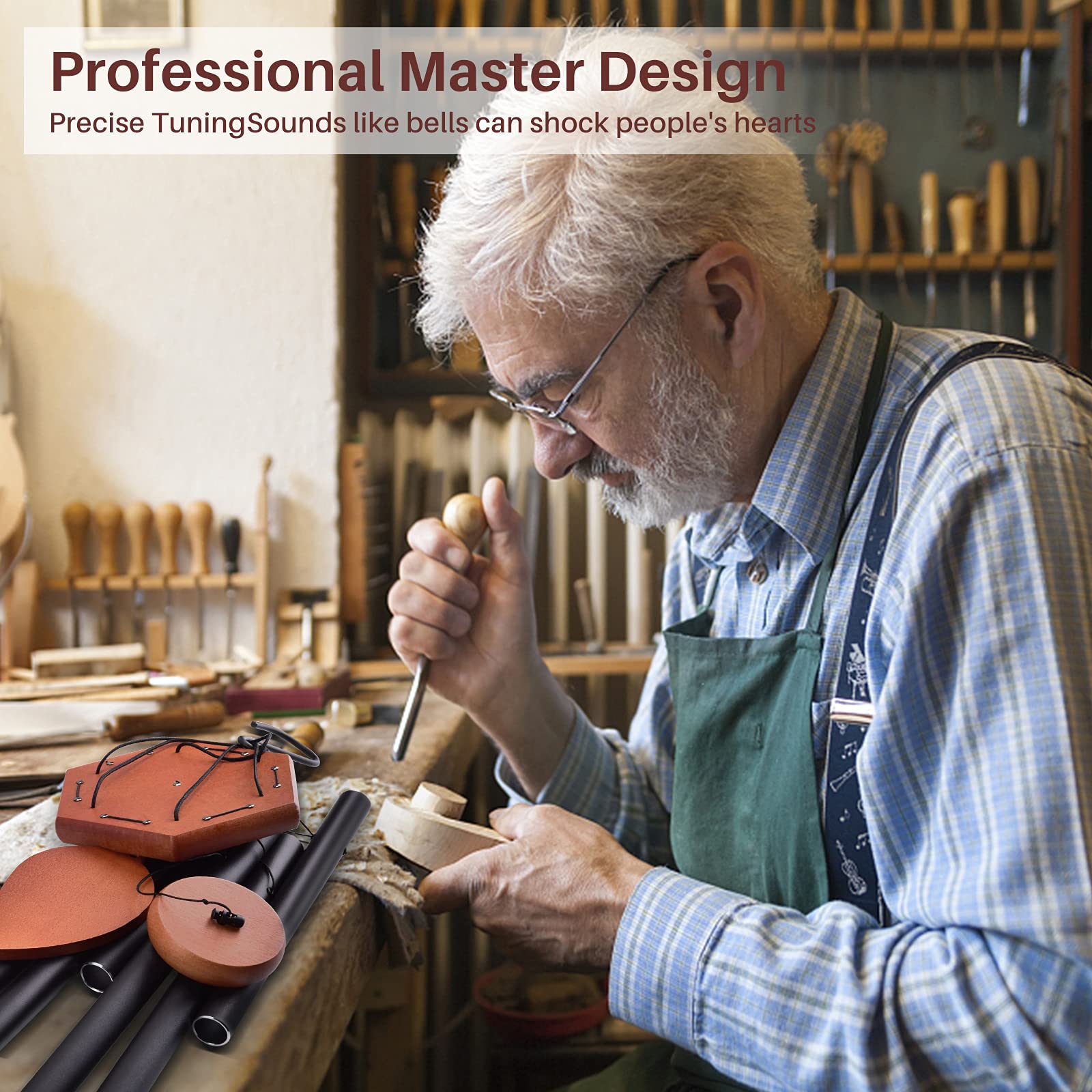 TESECU TESECU 38 Inch Sympathy Wind Chimes Deep Tone Memorial for Loss of Loved One Large Outdoor Garden Decor with 6 Thick Tubes and Hook - View 6 of 7