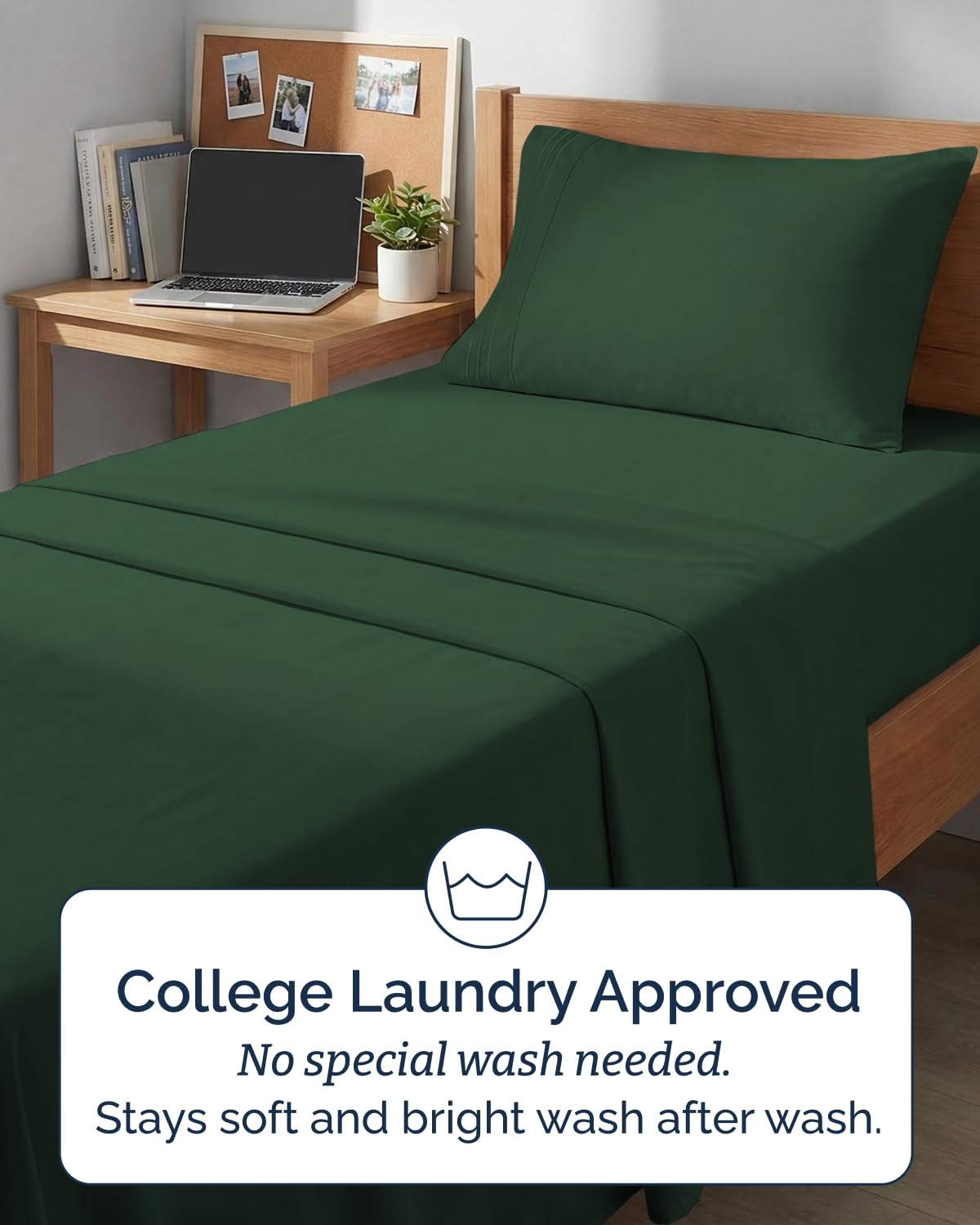 CGK Unlimited Twin XL 3 Piece Sheet Set Comfy Cooling Bed Sheets Hotel Luxury Bedding Deep Pockets Soft Wrinkle Free Oeko-Tex Emerald Green - View 6 of 8