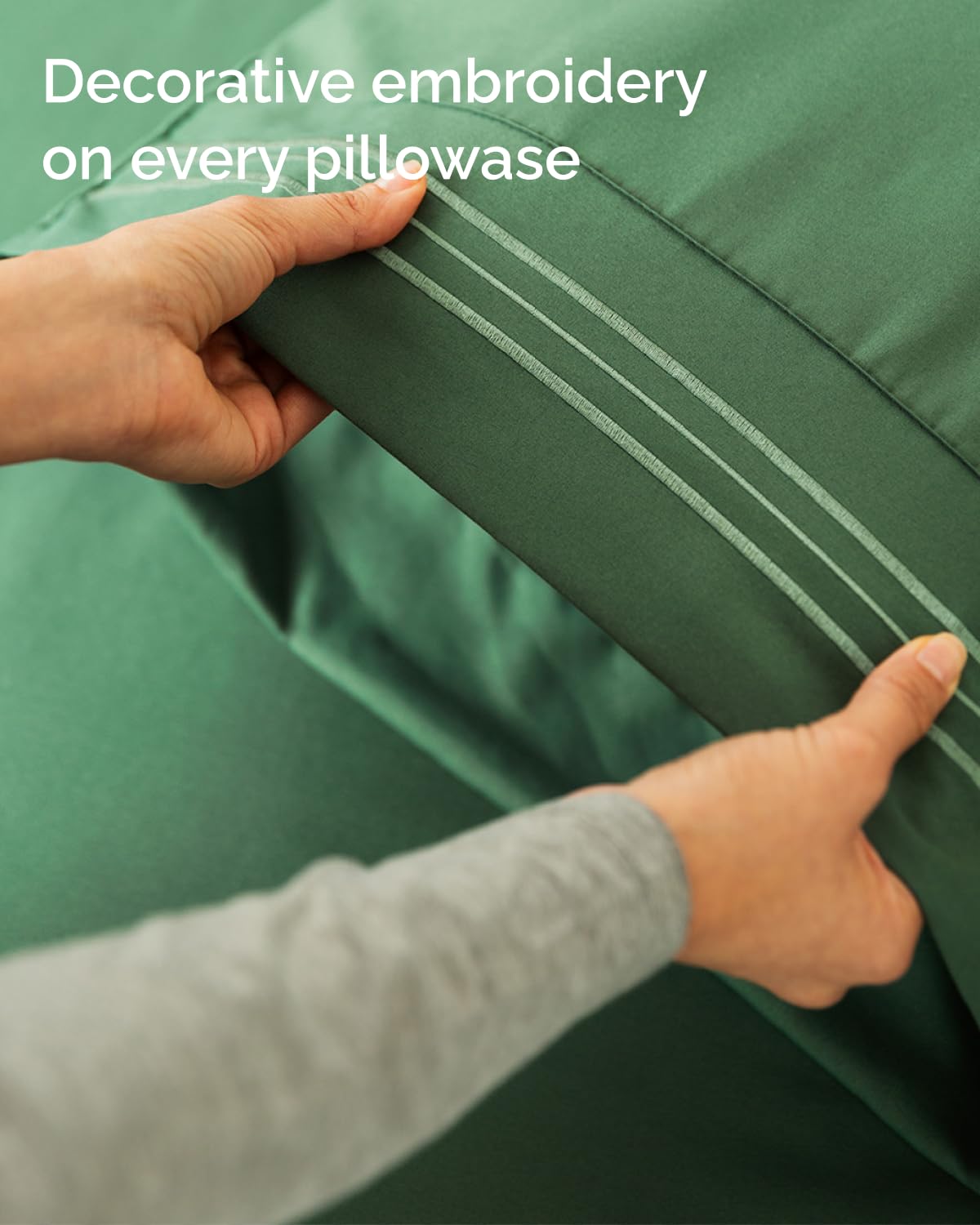 CGK Unlimited Twin XL 3 Piece Sheet Set Comfy Cooling Bed Sheets Hotel Luxury Bedding Deep Pockets Soft Wrinkle Free Oeko-Tex Emerald Green - View 7 of 8