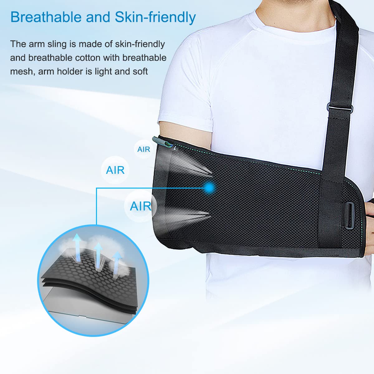 TODDOBRA TODDOBRA Arm Sling Shoulder Immobilizer Lightweight Support for Shoulder Elbow Wrist Injury Men Women Size M Left Right Arm - View 6 of 7