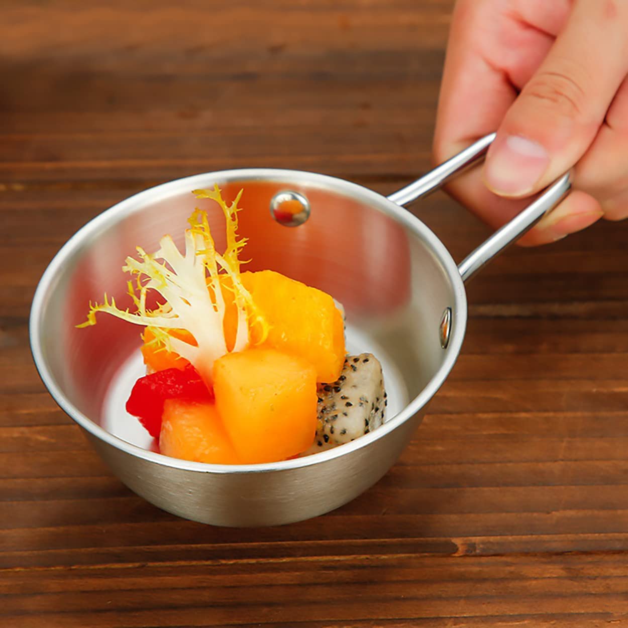 Dadamong Dadamong 2-Pack Stainless Steel Makgeolli Bowls Traditional Korean Rice Wine Soup Dish with Handle 4.7 Inch 10 Ounces Silver - View 2 of 6